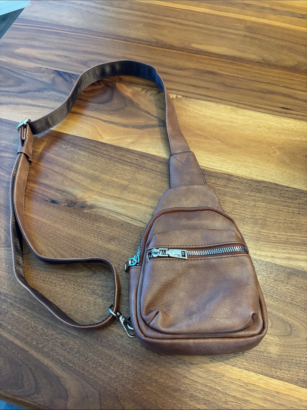 Cluci Brown Leather Crossbody Small Travel Purse